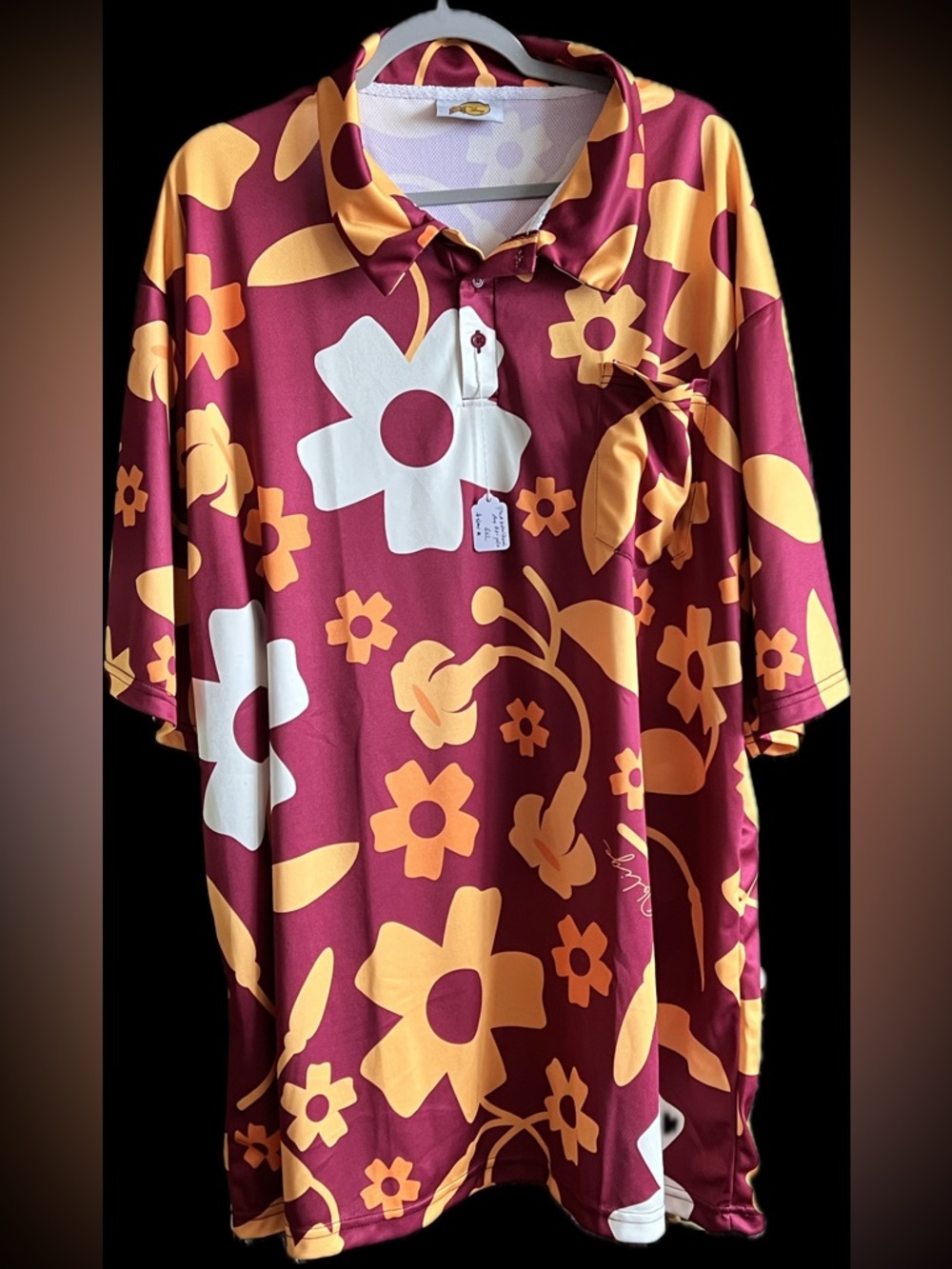 Puakenikeni Polo in Burgundy, Mustard & White